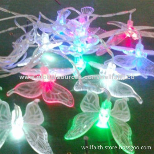 Low-voltage Powered LED String Lights with Butterfly Shape and Multi-color